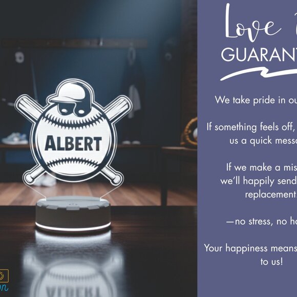 Baseball LED Night Light – Custom Sports Decor for Any Room - Picture 6 of 8